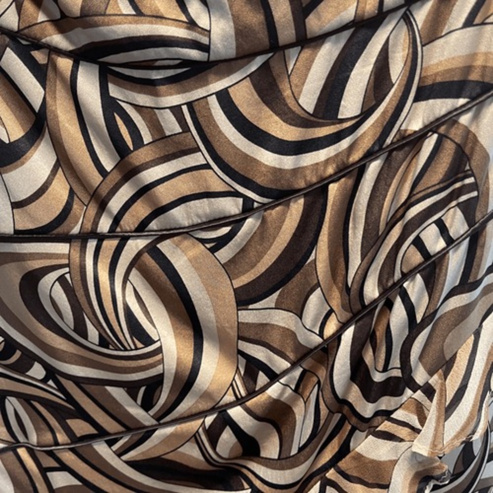 Mikai by Jerry Shabo Silk Halter Midi Dress Geometric Print Size M - Picture 5 of 9